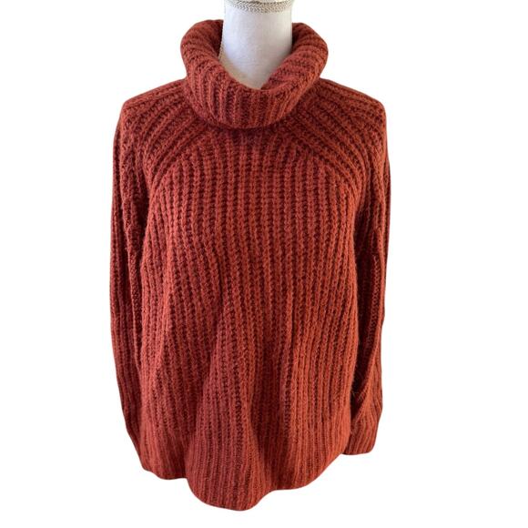 PACAS Alpaca Cozy Funnel Neck Cocoon Sweater Rust M - Picture 1 of 6